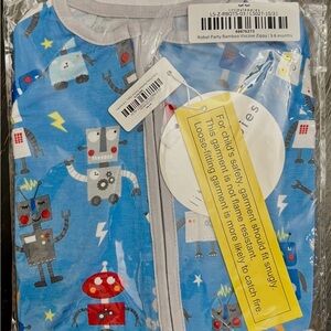 Little Sleepies Blue Robot Party Bamboo Zippy Pajamas NWT Size Baby 3 - 6 Months